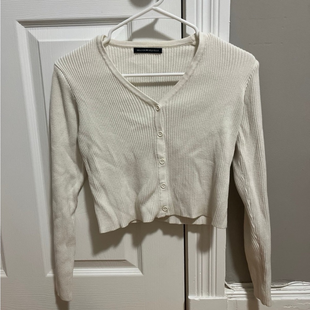 Brandy Melville Cream Ribbed Cardigan